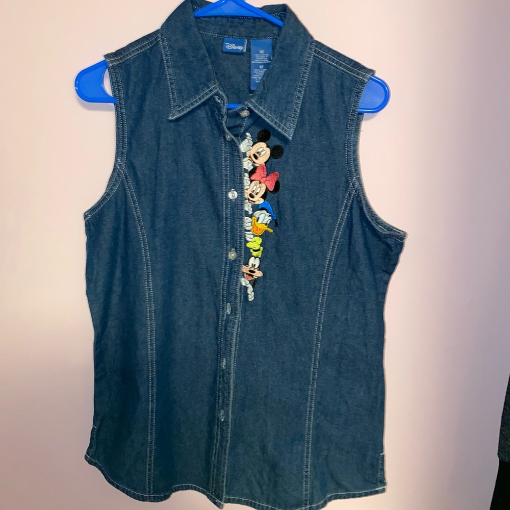 Disney denim button up vest